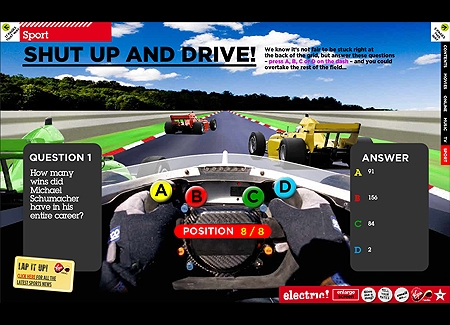 Formula One racing quiz game