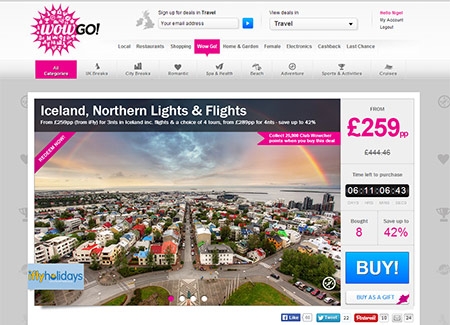 WowGo travel section for wowcher